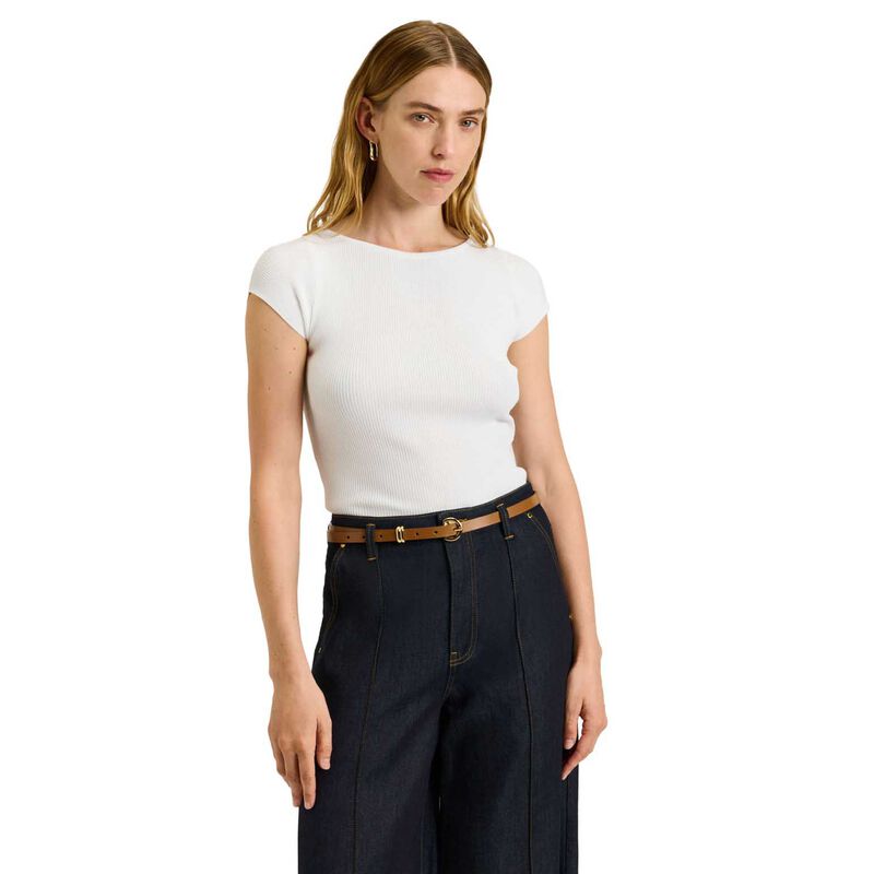 Veronika Maine Ribbed Cap Sleeve Boat Neck Knit image number 0